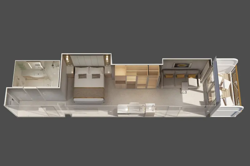 Sun Princess Mini Suite with Balcony Layout