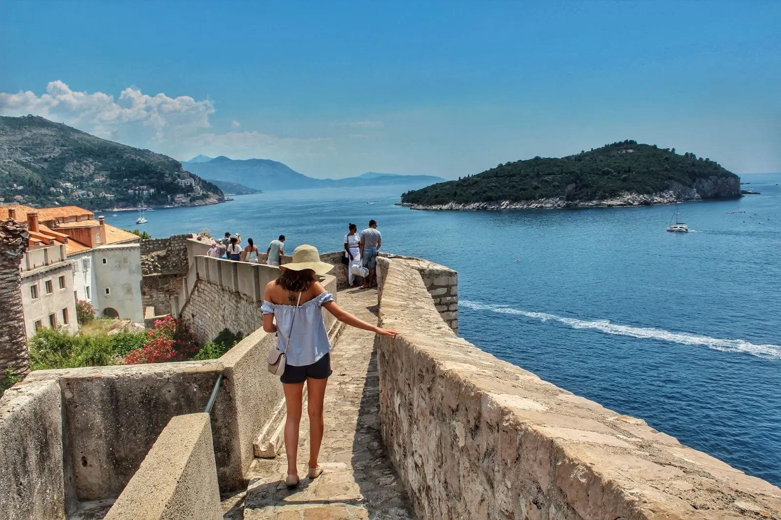 Lady walking the walls of Dubrovnik 