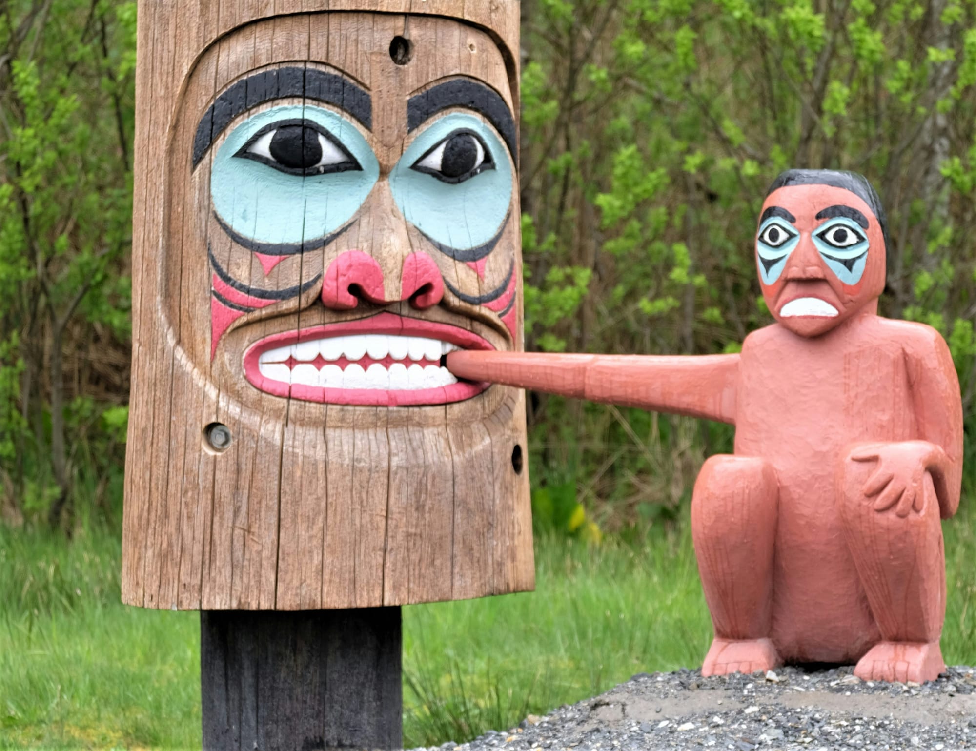 A totem sculpture in Ketchikan, Alaska