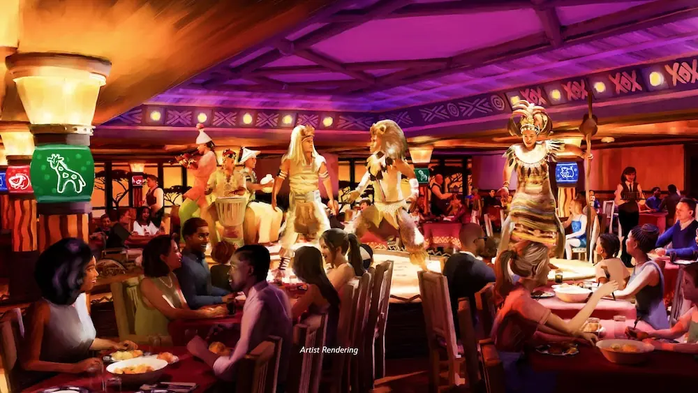 Artist Rendering of Pride Lands: Feast of the Lion KingArtist Rendering of Pride Lands: Feast of the Lion King, courtesy of Disney