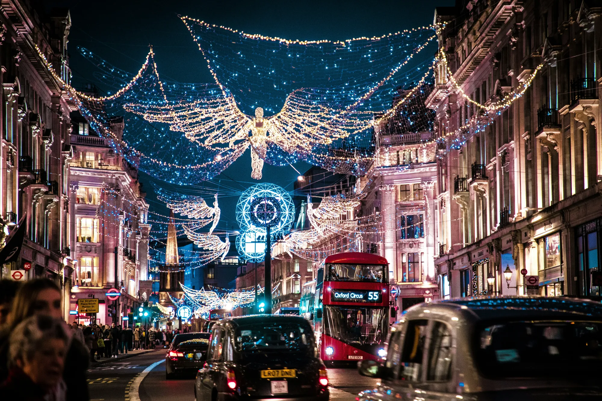 Regent Street in London at Christmas