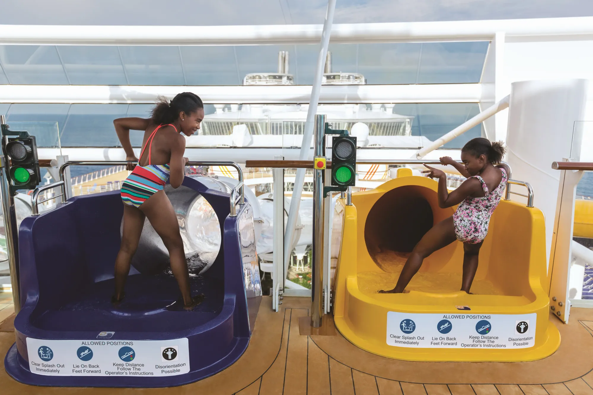 Slides onboard the ship