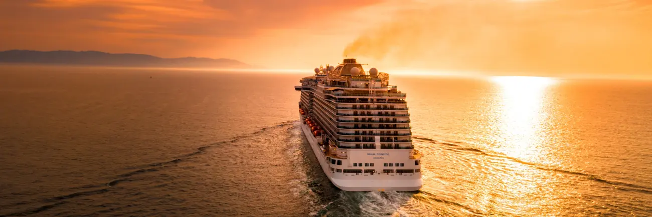 Cruise Ship Sailing into the Sunset